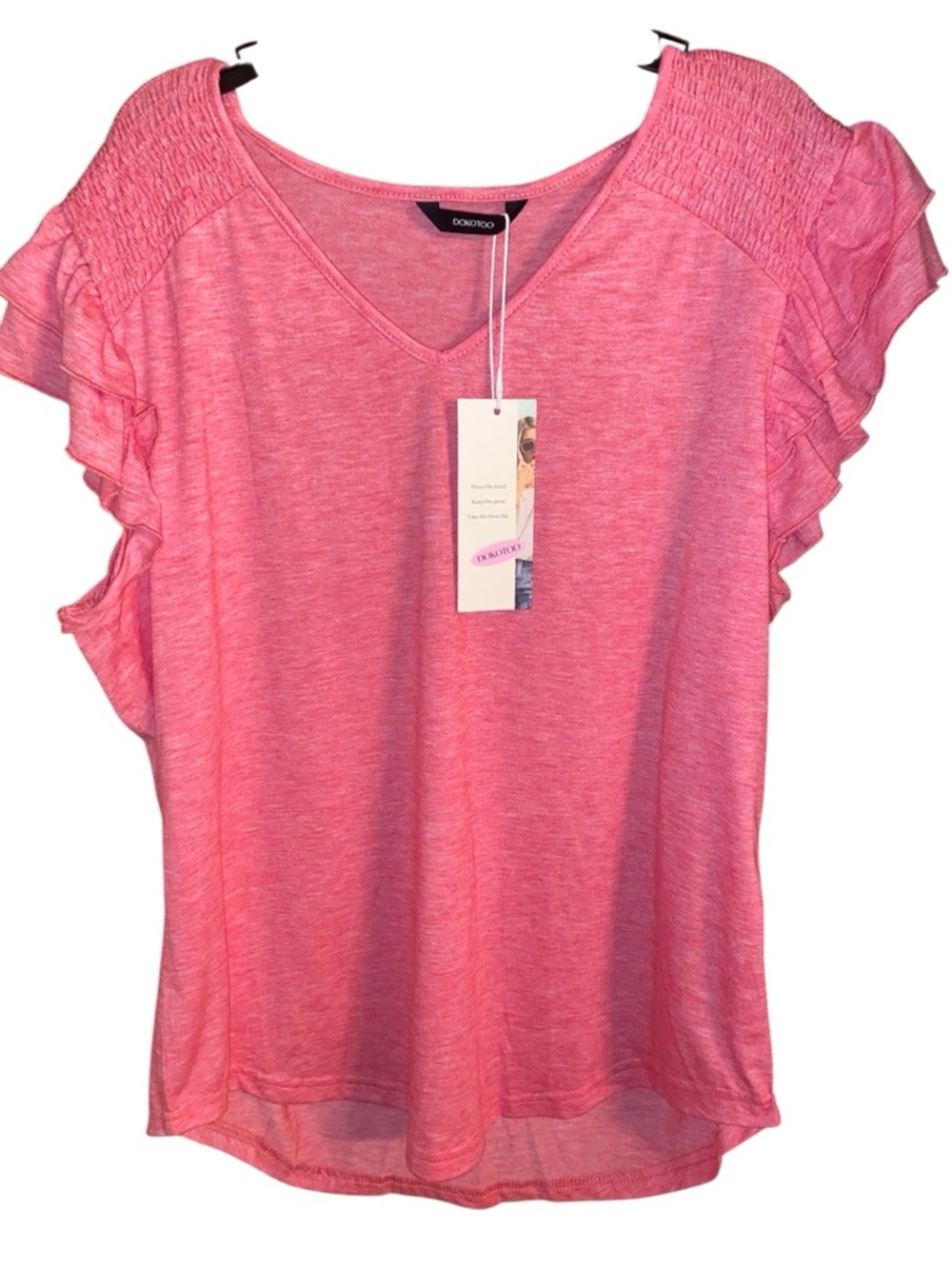 DAKOTOO Women's Summer V Neck  Blouses NWT SZ L - Picture 2 of 5